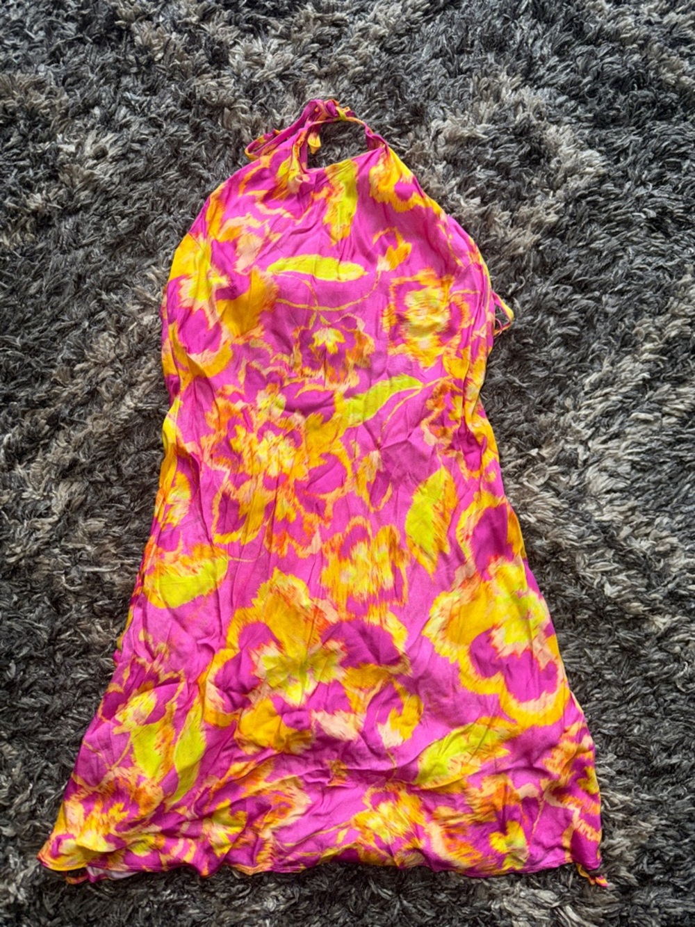 Chic by ally b boutique Vibrant Pink & Yellow Floral Halter Dress